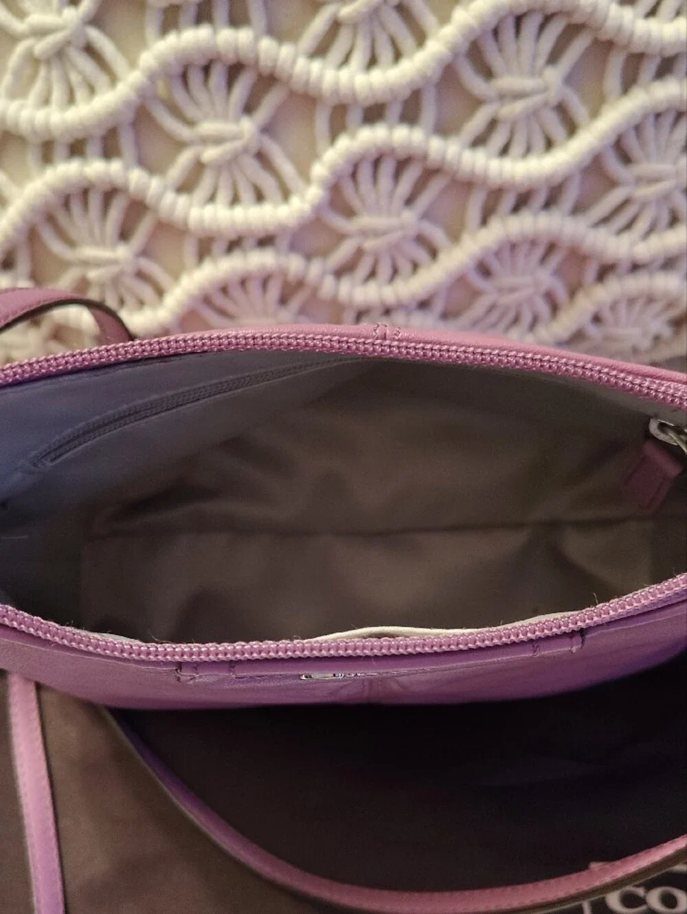 Small Coach Purple Leather Hobo Shoulder Bag, Good Condition.